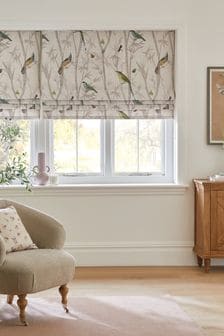 Natural Ready Made Chinoiserie Bird Trail Country Luxe Roman Blind