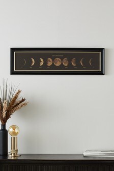 Black/Gold Lunar Moon Cycle Framed Wall Art