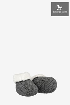 The Little Tailor Charcoal Grey Knitted Plush Lined Booties