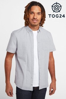 Tog24 Mens Blue Kahlo Plain Linen Shirt