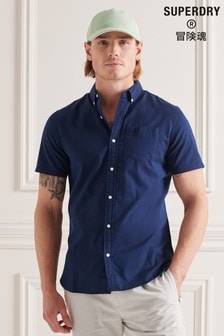 Superdry Blue Premium University Oxford Short Sleeve Shirt