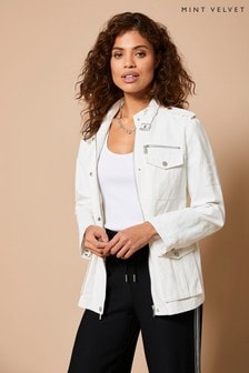mint velvet pink denim jacket