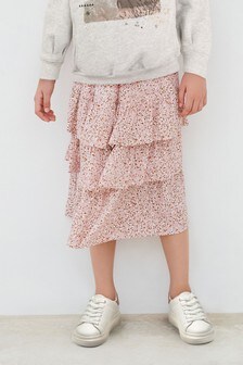 Metallic Waistband Floral Skirt (3-16yrs)