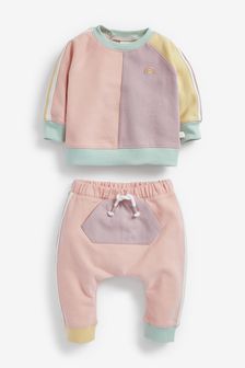 Multi Pastel Baby Colourblock Sweatshirt And Joggers Set (0mths-2yrs) (881984) | £15 - £17