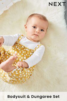 Yellow Ochre Spot Baby Dungaree And Bodysuit Set (0mths-2yrs) (882057) | £17 - £19