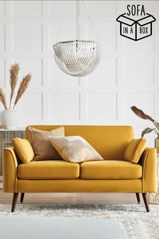 Opulent Velvet Ochre Yellow Mila Mid Leg 2 Seater 'Sofa In A Box'