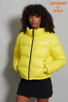 yellow puffer jacket women's