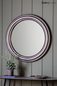 Pewter Grey Round Beaded Pewter Grey Mirror by Gallery