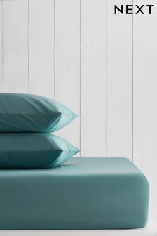 Marine Teal Blue Cotton Rich Fitted Sheet