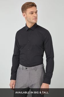 Black Slim Fit Single Cuff Easy Care Shirt (895670) | £18