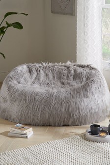 Grey Arctic Cosy Faux Fur Large Beanbag Chair
