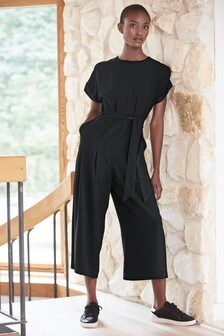 belted cropped jumpsuit