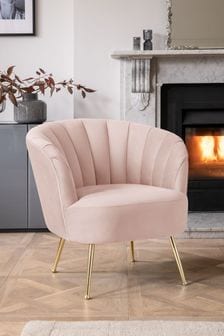 Opulent Velvet Blush Pink Stella Gold Finish Leg Accent Chair