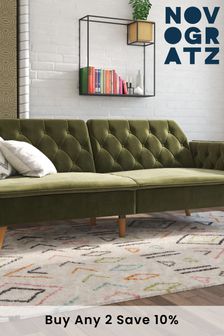 Novogratz Green Tallulah Velvet Memory Foam Futon Sofa (899484) | £680