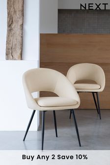 Set of 2 Soft Marl Mid Natural Hewitt Black Leg Dining Chairs (902353) | £280