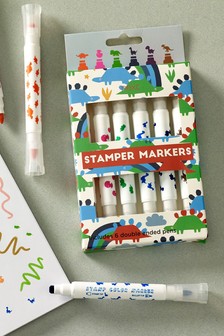 Set of 6 Green Stamper Pens