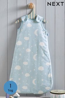 Blue Baby Moon And Stars 100% Cotton 1 Tog Sleep Bag (903678) | £20 - £24