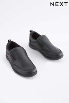 Black Standard Fit (F) School Leather Loafers (907185) | £30 - £41