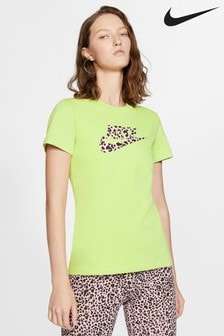 nike women's red animal print crew tee