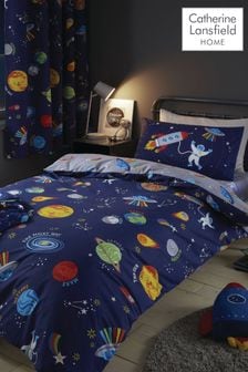 Catherine Lansfield Blue Lost In Space Reversible Duvet Cover Set