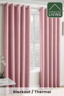 Enhanced Living Blush Pink Vogue Ready Made Thermal Blackout Eyelet Curtains