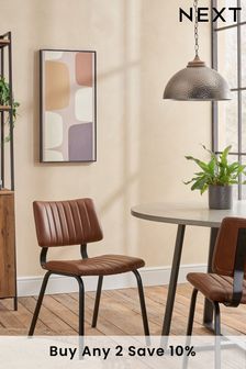 Set of 2 Faux Leather Tan Brown Aiden Dining Chairs (915671) | £220