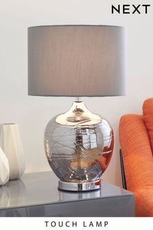 Grey Drizzle Touch Large Table Lamp