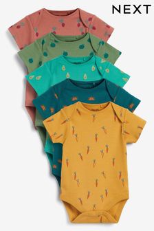 Vegetable Print Baby 5 Pack Short Sleeve Bodysuits (919642) | £17 - £21