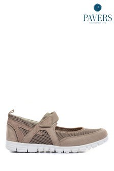 Pavers Natural Ladies Touch-Fasten Mary Jane Shoes