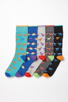NEXT  Mens Spot Colour and Black Pattern Mix Cotton Socks 5 Pack CLEARANCE