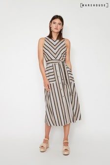 warehouse stripe linen dress