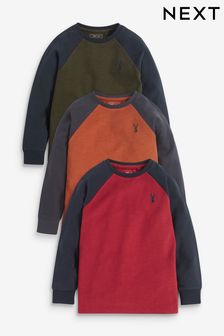 Multi 3 Pack Long Sleeve Raglan T-Shirts (3-16yrs) (921931) | £18 - £29