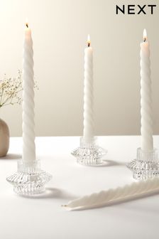 Set of 4 White Wax Taper Dinner Candles