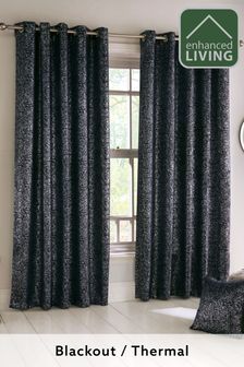 Enhanced Living Blue Halo Ready Made Blockout Thermal Eyelet Curtains