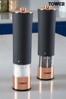 Tower Black Black And Rose Gold Electric Salt And Pepper Mills (925338) | £20