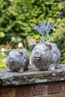 Gallery Home White Antique Large Pig Planter