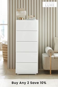 White Sloane Glass Tall Chest of Drawers (927378) | £650
