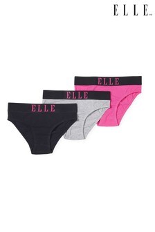 ELLE Pink Logo Deep Elastic Briefs 3 Pack