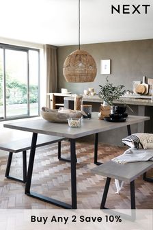 Grey Alma Mango Wood 6 Seater Dining Table