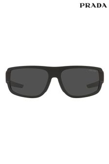 Prada Sport Black Logo Arm Detail Rubberised Sunglasses