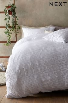 White Simply Soft Crinkle Duvet Cover And Pillowcase Set