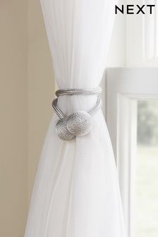 Silver Set of 2 Magnetic Curtain Tie Backs