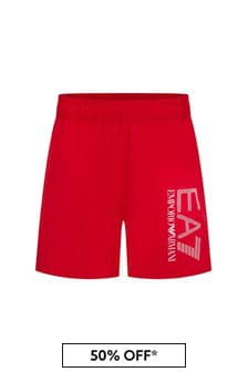 EA7 Emporio Armani Boys Red Swim Shorts