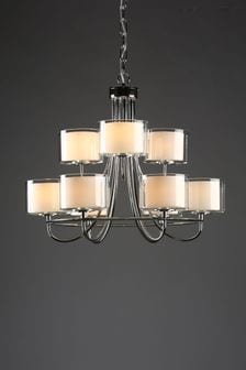 Laura Ashley Chrome Southwell 9 Light Chandelier and Glass Shades