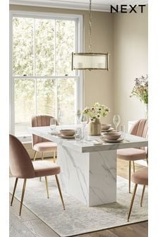 White Marble Effect 6 Seater Dining Table