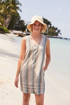 Linen Blend Summer Shift Dress