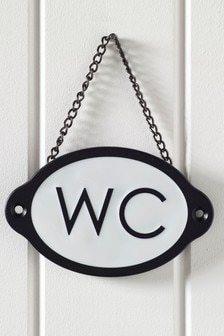 White W.C Vintage Hanging Sign