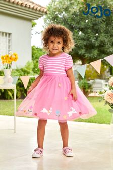 JoJo Maman Bébé Pink Bunny Tulle Party Dress (942718) | £34