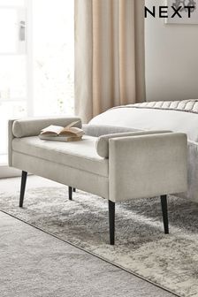 Fine Chenille Light Grey Rosie Upholstered Ottoman Bench (943686) | £250