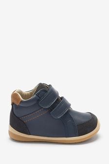 Navy Standard Fit (F) Leather First Walker Boots (943794) | £32